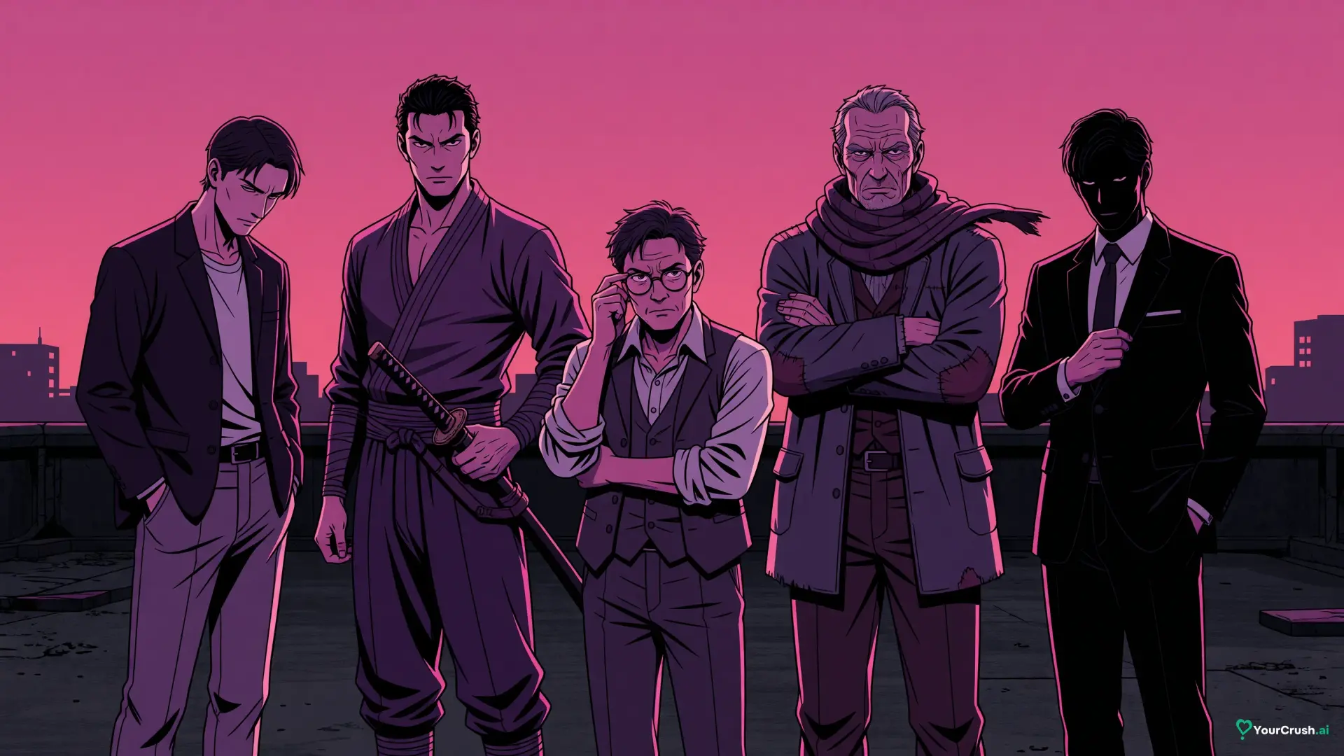Male anime characters: 20 adult icons, grouped by archetype